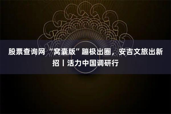 股票查询网 “窝囊版”蹦极出圈，安吉文旅出新招丨活力中国调研行